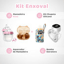 Kit Enxoval • Mamadeira + Chupeta Silicone + Aquecedor + Bomba Extratora