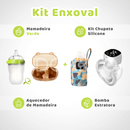Kit Enxoval • Mamadeira + Chupeta Silicone + Aquecedor + Bomba Extratora